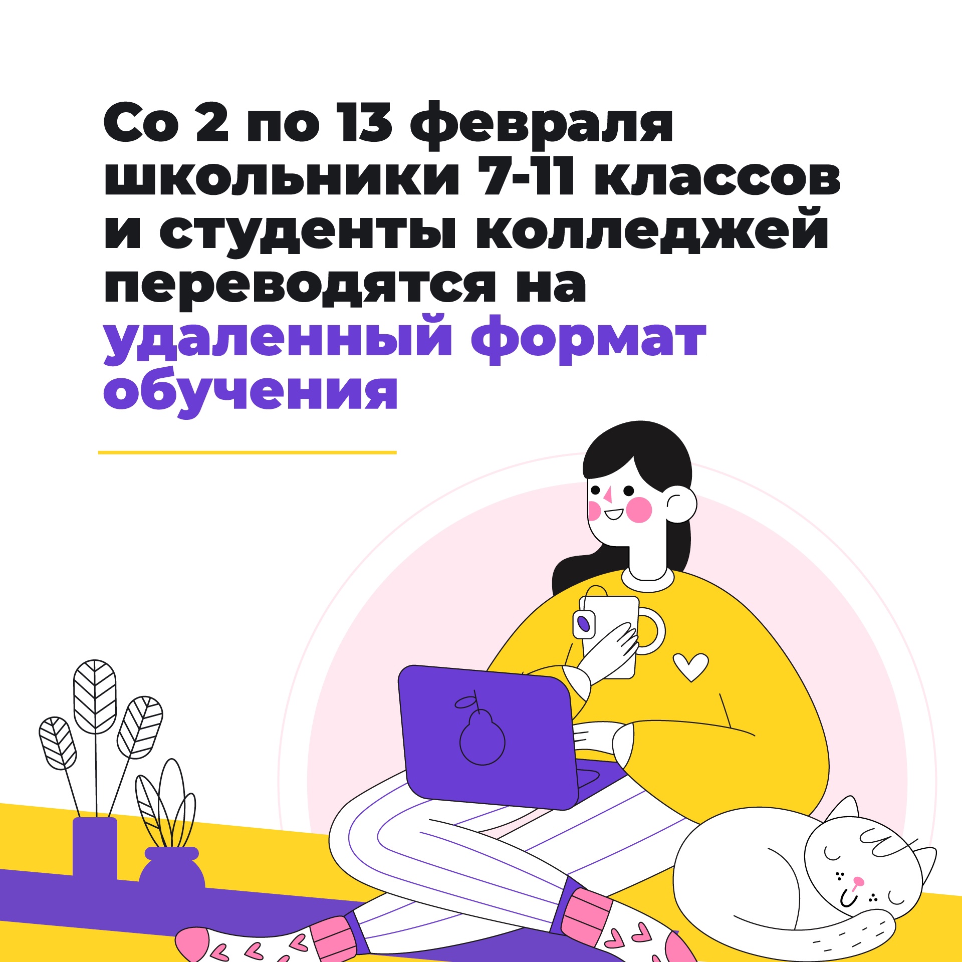 Организация обучения с применением ДОТ в 7-11 классах со 2 по 13 февраля —  Школа №619